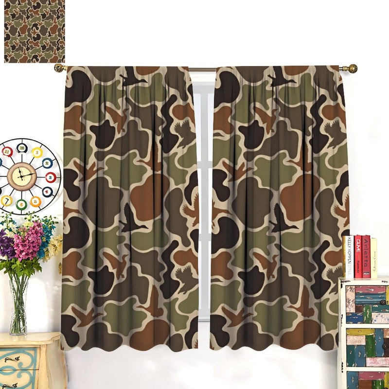 JanJCurt Camouflage Curtains, Rustic Forest Camo Duck Hunting Vintage Green Brown Hunting Wild Animal Window Treatments for Home Kitchen Bedroon Living Room, 42x45in (No Blackout) - Image 3