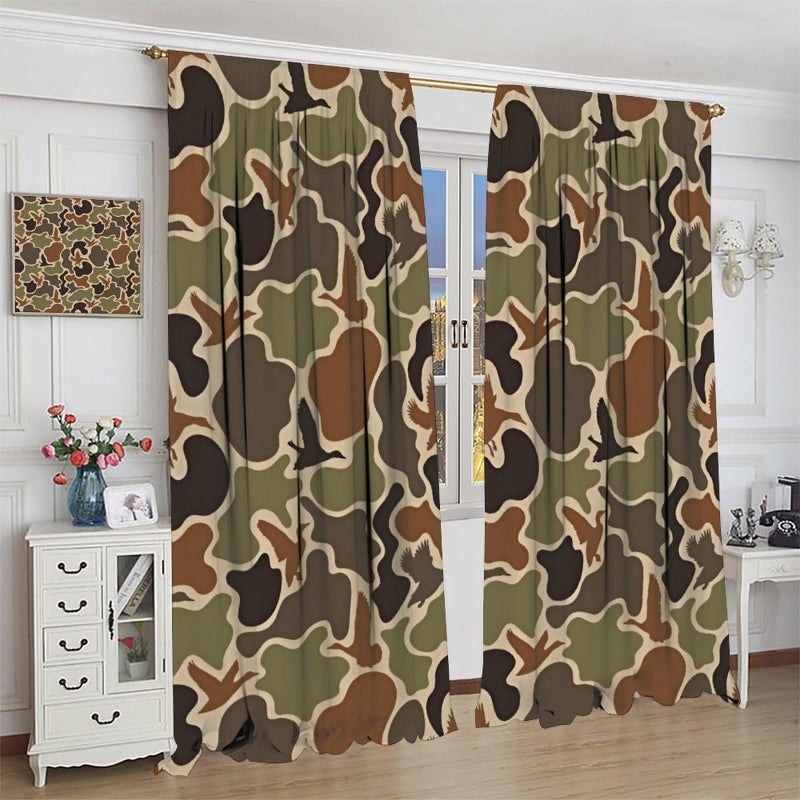 JanJCurt Camouflage Curtains, Rustic Forest Camo Duck Hunting Vintage Green Brown Hunting Wild Animal Window Treatments for Home Kitchen Bedroon Living Room, 42x45in (No Blackout) - Image 5