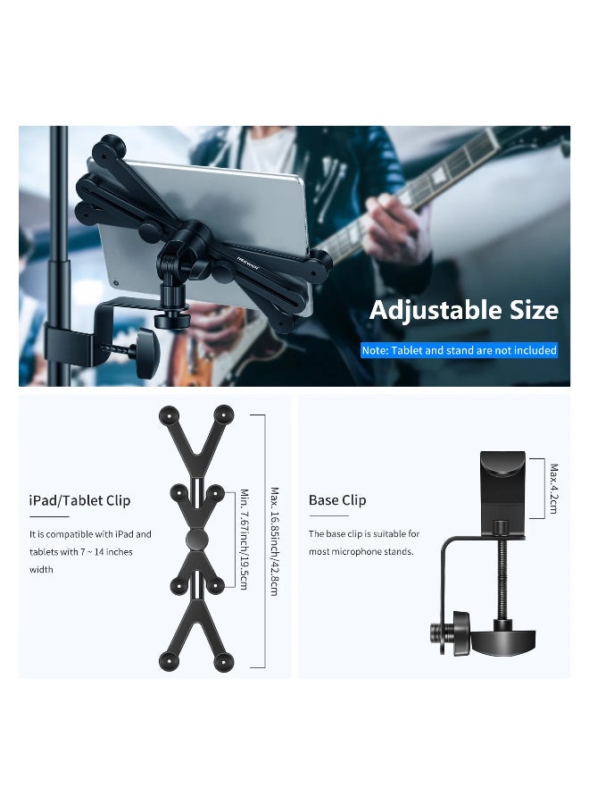 NEEWER Adjustable Tablet Holder Clamp for iPad and Tablets 7''–14'', 360° Rotation & Tilt, Metal & Plastic Mount for Microphone Stand – Universal iPad/Tablet Mount for Music and Live Use - Image 4