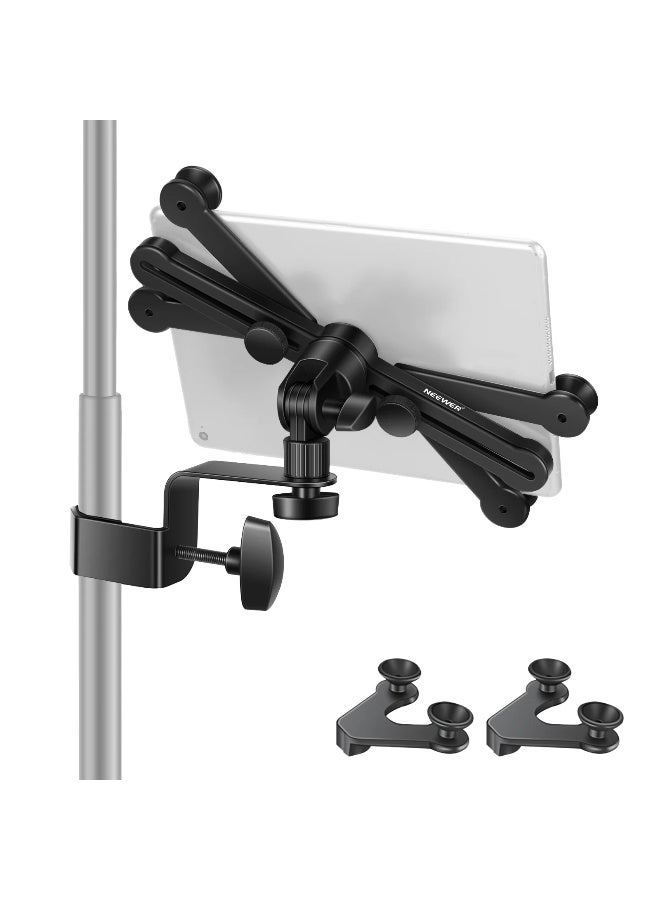 NEEWER Adjustable Tablet Holder Clamp for iPad and Tablets 7''–14'', 360° Rotation & Tilt, Metal & Plastic Mount for Microphone Stand – Universal iPad/Tablet Mount for Music and Live Use - Image 1