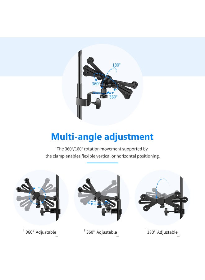 NEEWER Adjustable Tablet Holder Clamp for iPad and Tablets 7''–14'', 360° Rotation & Tilt, Metal & Plastic Mount for Microphone Stand – Universal iPad/Tablet Mount for Music and Live Use - Image 3