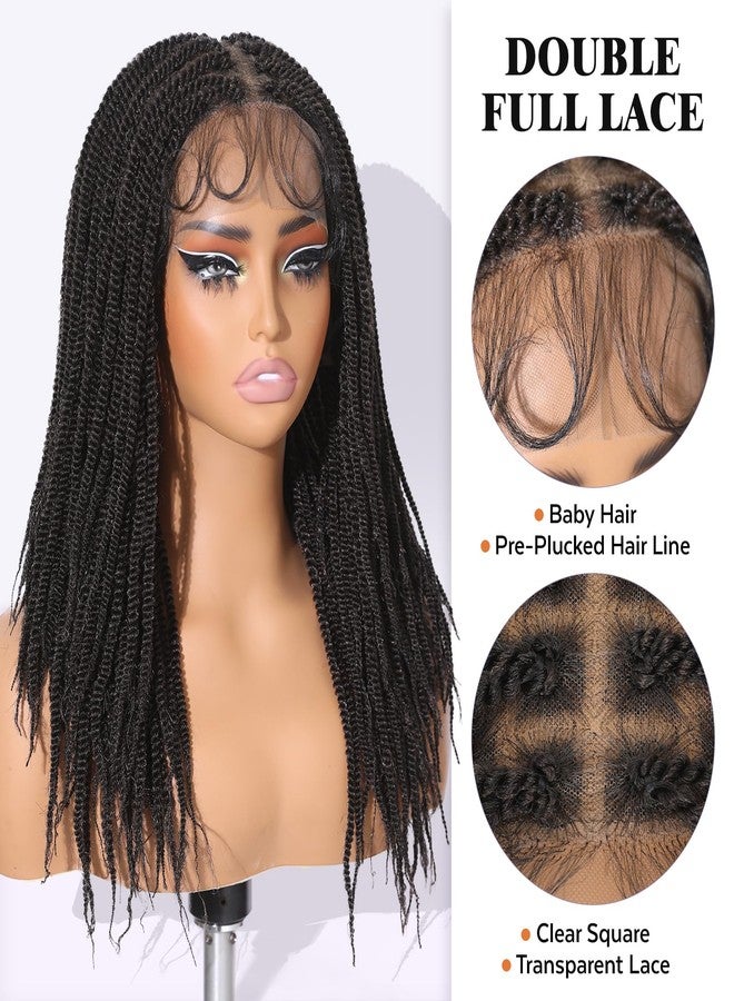 ويجني باروكة مضفرة من WIGNEE للنساء ذوات البشرة السمراء، باروكة مضفرة كاملة مزدوجة من الدانتيل بدون عقدة وبدون غراء للنساء ذوات البشرة السمراء، باروكة مضفرة مع شعر صغير، شعر مستعار مضفر خفيف الوزن للاستخدام اليومي (لون طبيعي) - Image 2