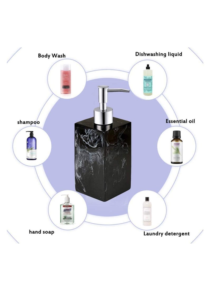 SYOSI Soap Dispenser Black Marble Style with Rust Proof Pump, for Bathroom Kitchen Countertop Lotion & Liquid Dispenser Soap Hand Soap,17 oz - Image 4