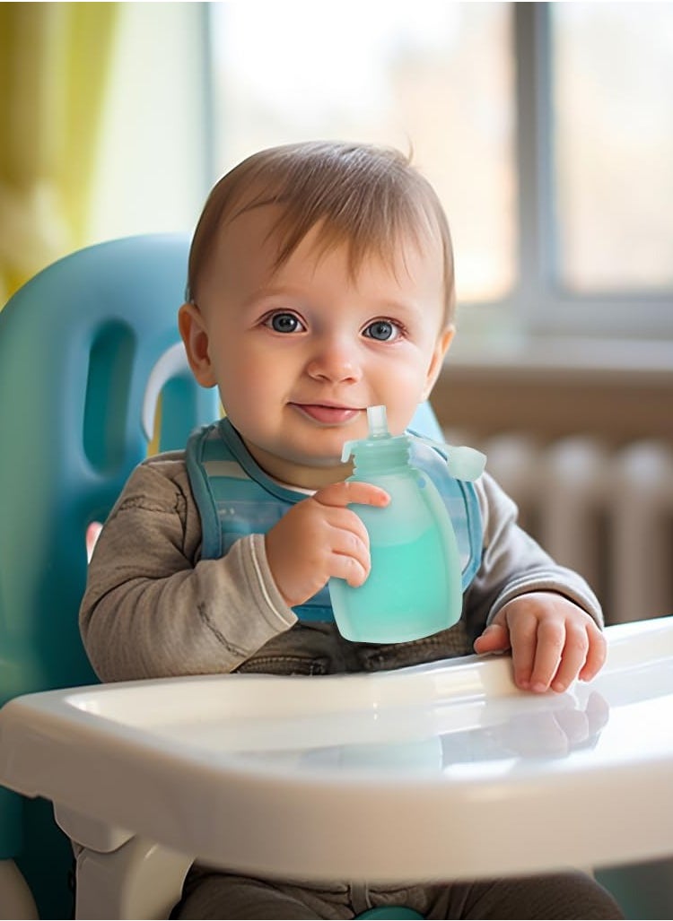 iMissiu Reusable Silicone Baby Food Pouches, BPA-Free Silicone Refillable Baby Food Storage Bag with Spoon and Leak-Proof Attachment Topper, 4oz (Green)  - Image 4