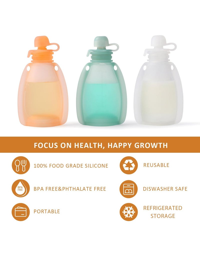 iMissiu Reusable Silicone Baby Food Pouches, BPA-Free Silicone Refillable Baby Food Storage Bag with Spoon and Leak-Proof Attachment Topper, 4oz (Green)  - Image 3