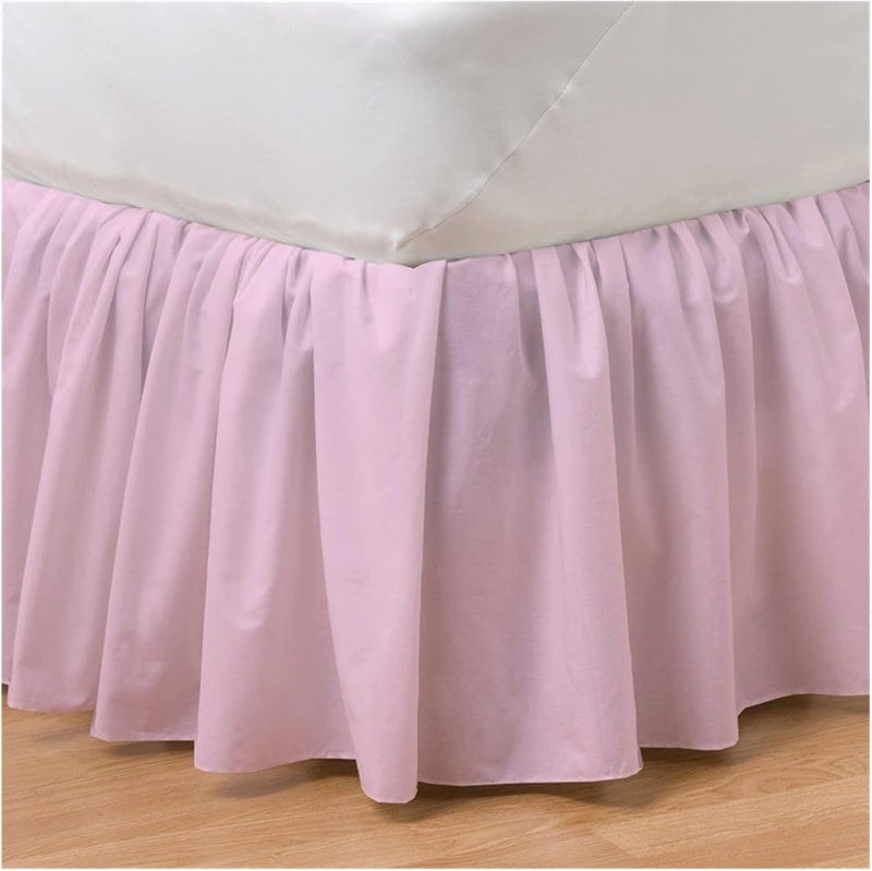 Bed Skirt Solid Color Home Hotel Bed Skirt Bedroom Bedspread Bed Skirt Bed Cover Bedsheet Bed Skirt Sheet Bedding Protector Home Textile Fitted Bed Skirt(Pink,198x203x35cm) - Image 1