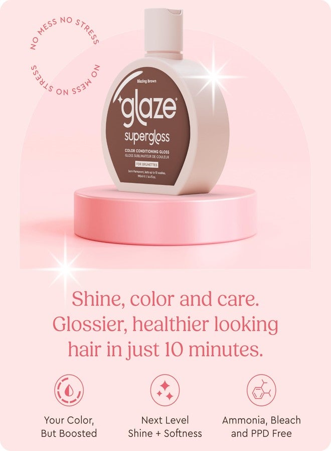 Glaze Supergloss Color Conditioning Gloss With Dispensing Pump - Hydrating Semi-Permanent Color Hair Gloss & Shine Boost - For Natural Medium to Dark Brown Hair - 6.4 Fl Oz - Blazing Brown - Image 3