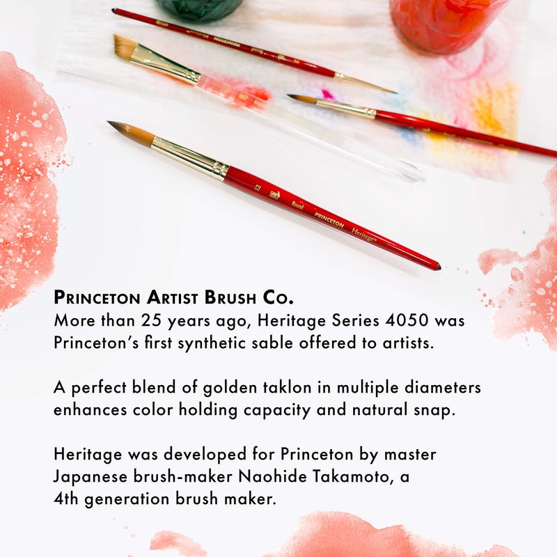 Princeton Heritage, Series 4050, Synthetic Sable Paint Brush for Watercolor, Round, 3/0 - Image 5