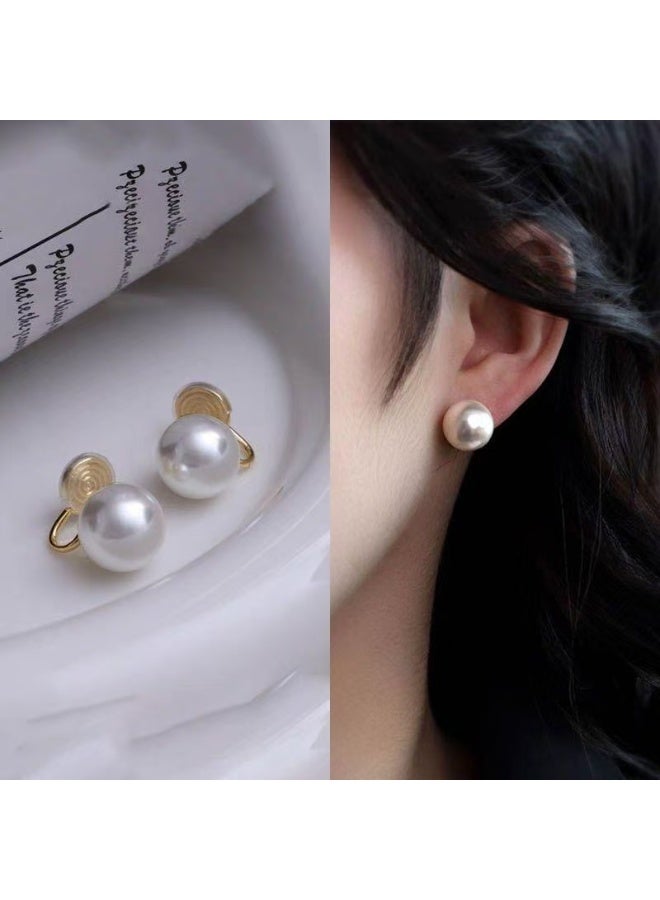 Goolsky French Style Pearl Clip-On Earrings for Women – Elegant No-Piercing Mosquito Coil Design, Lightweight Small Luxury Jewelry - Image 1