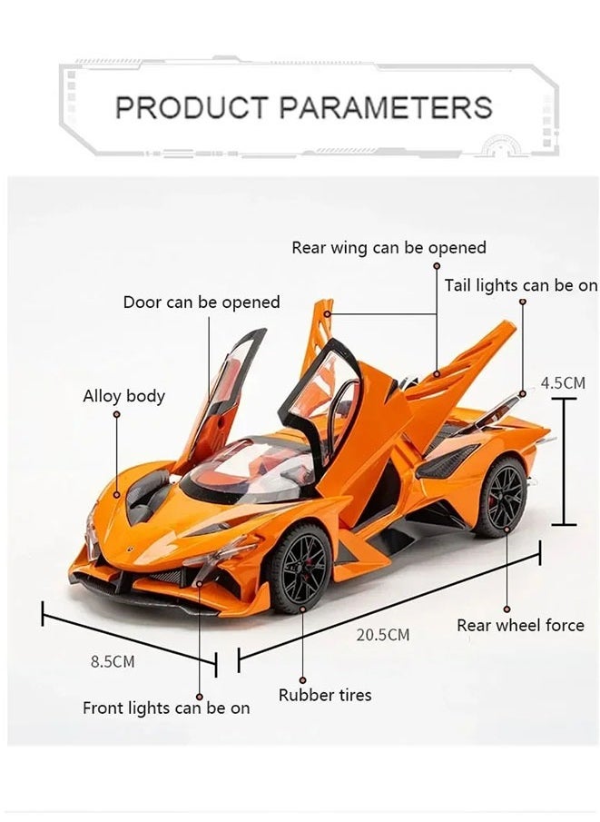 1:24 Apollo Project EVO Alloy Sports Car Model Diecast Metal Super Racing Car Model Simulation Sound and Light Children Toy Gift  - Image 2