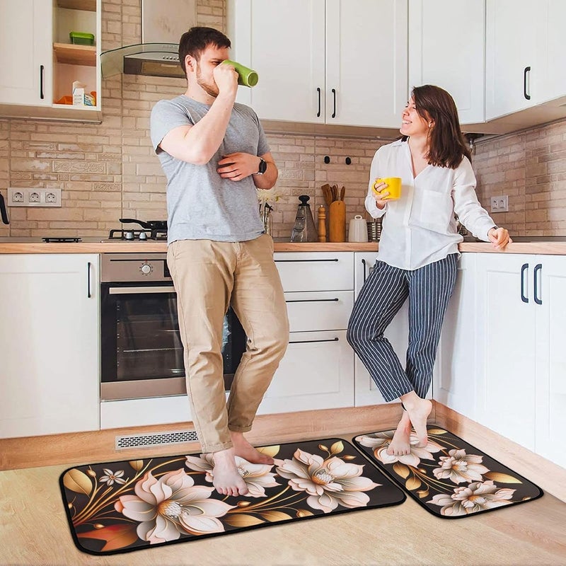 Deoxys Kitchen Mat Sets Non Slip Washable Kitchen Rugs Runner Set of 2 Anti Fatigue Kitchen Floor Mat for Home Decoration Office Standing Desk 40X60Cm40X120Cm - Image 3