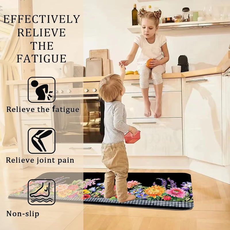 Deoxys Kitchen Mat Sets Non Slip Washable Kitchen Rugs Runner Set of 2 Anti Fatigue Kitchen Floor Mat for Home Decoration Office Standing Desk 40X60Cm40X120Cm - Image 5