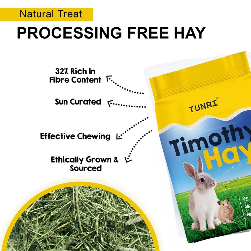 Tunai Timothy Hay for Small Animals Like Rabbit, Hamsters, Guinea Pigs, White Mice, Chinchillas, Hedgehog, 500g - Image 2