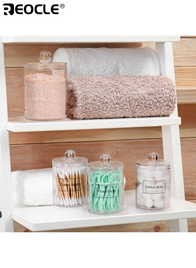 ريوكل 4 قطع حوامل أعواد قطن أكريليك بتصميم وعاء شفاف واستخدامات متعددة - منظّف الحمام بميزة القابلية للتكديس لتخزين أدوات الزينة والمكياج - Image 5