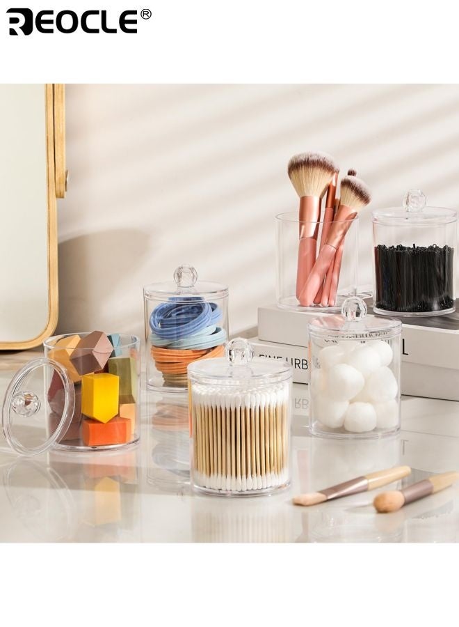 ريوكل 4 قطع حوامل أعواد قطن أكريليك بتصميم وعاء شفاف واستخدامات متعددة - منظّف الحمام بميزة القابلية للتكديس لتخزين أدوات الزينة والمكياج - Image 2
