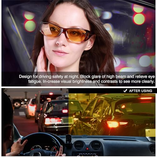 DUCO Night Vision Driving Glasses Fit Over Glasses for Men and Women HD Anti Glare Polarized Yellow Nighttime Lens 8953Y - Image 4