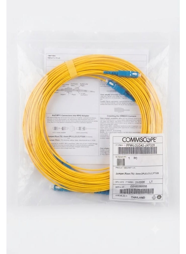 COMMSCOPE FFWLCLC42-JXF328 Single Mode Fiber Optic Jumper Cable, LC to LC, 1.6mm, Yellow, 328 Feet