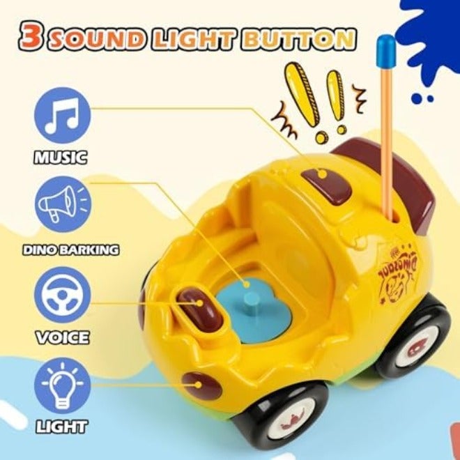 QPOU 2-Pack Remote Control Dinosaur Toy Car for Kids - Birthday Gifts for Boys Toddlers Ages 18+ Months, 2 3 4 5 Year Old - Image 4