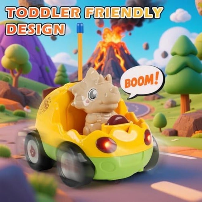 QPOU 2-Pack Remote Control Dinosaur Toy Car for Kids - Birthday Gifts for Boys Toddlers Ages 18+ Months, 2 3 4 5 Year Old - Image 3