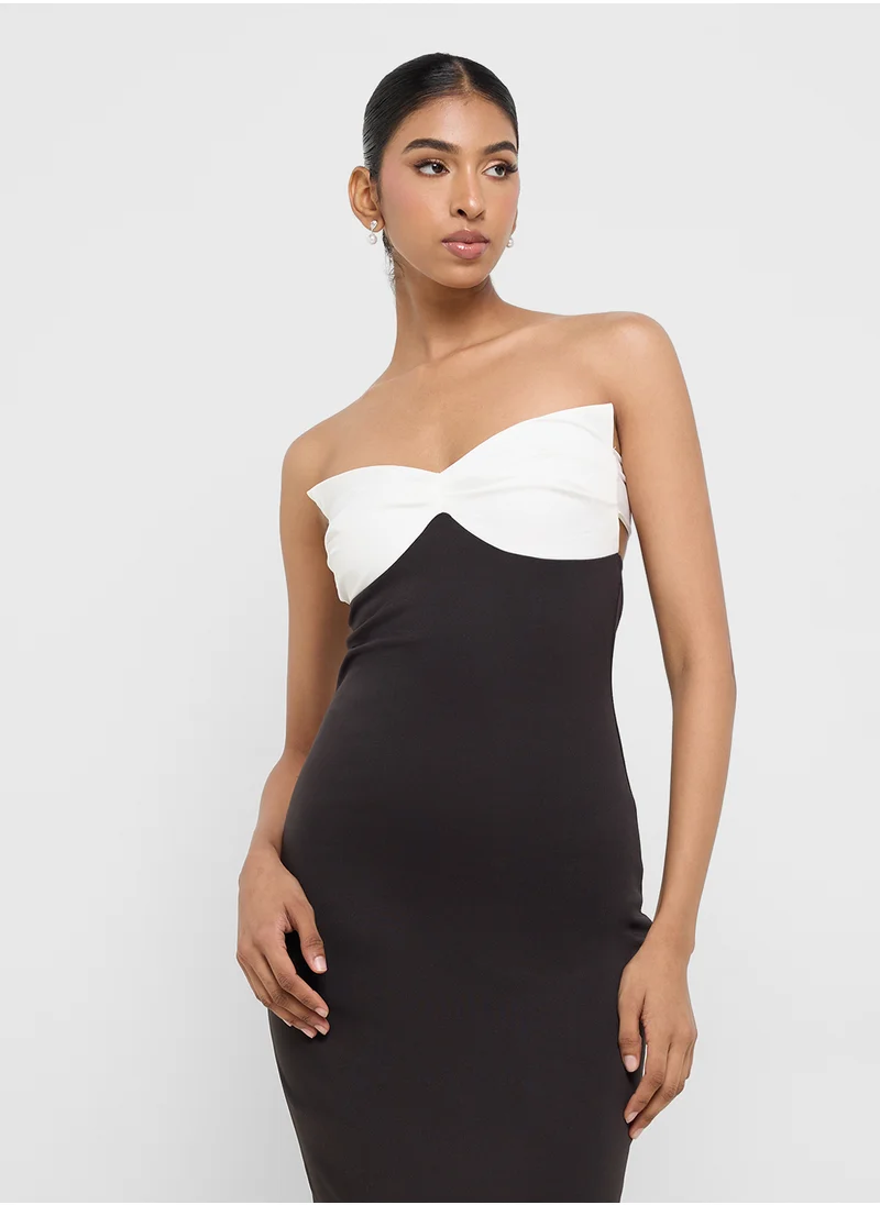 Ginger Monochrome Colorblock Bandeau Dress
