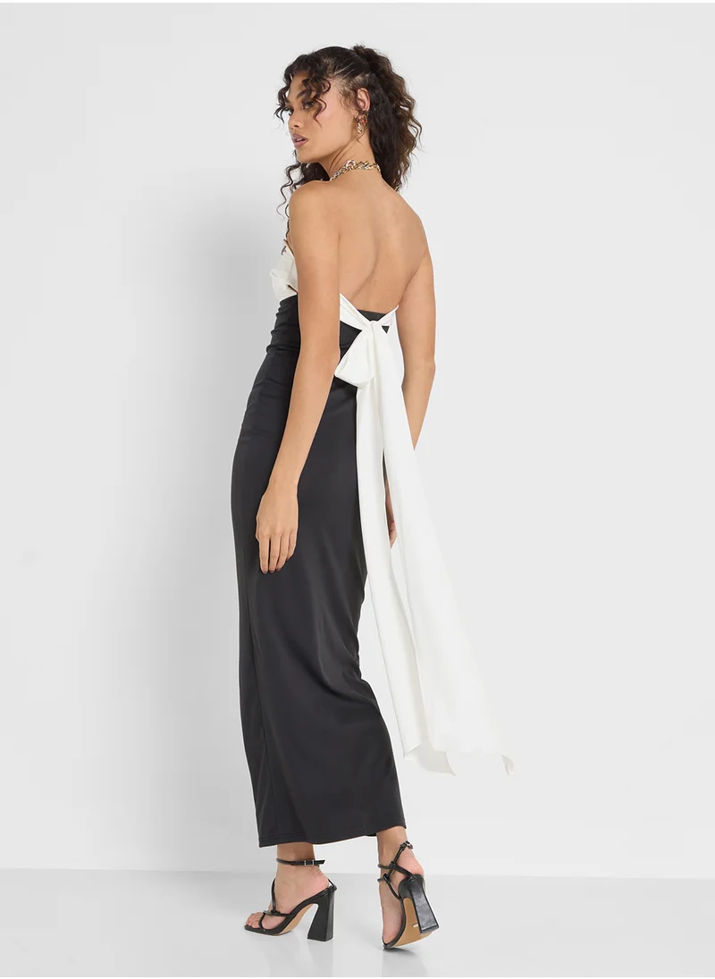 جينجر Monochrome Colorblock Bandeau Dress