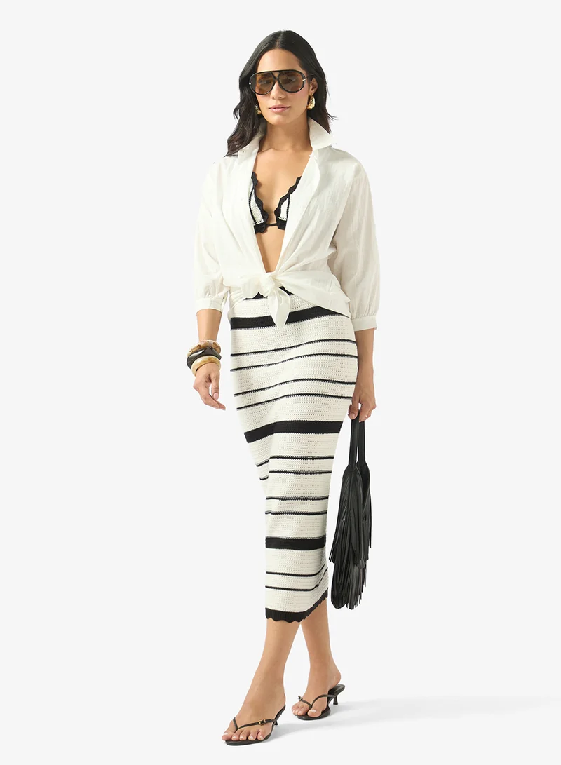 Soleira  Stripe Beach Top & Skirt Set for Women | Best Price UAE