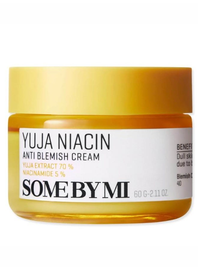 SOME BY MI Yuja Niacin Anti Blemish Cream 60ml | Brightening Vitamin C + Niacinamide cream for dark spots & uneven skin tone | Lightweight Korean moisturizer for glowing, blemish-free skin | K-Beauty antioxidant daily cream for dull, tired complexion 60ml