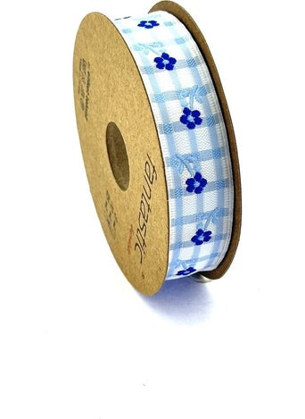 Fantastic Floral Pattern Plaid Woven Ribbon (20MM Width - 10MT Length)  - Image 2