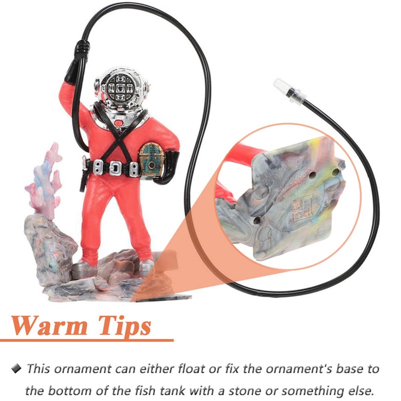 Wolfride Fish Tank Bubbler Decorations Aquarium Diver Ornament Scuba Diving Fish Tank Ornamentm, Red - Image 3