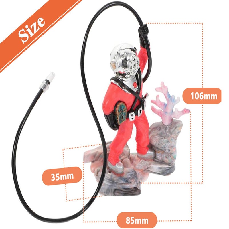 Wolfride Fish Tank Bubbler Decorations Aquarium Diver Ornament Scuba Diving Fish Tank Ornamentm, Red - Image 2