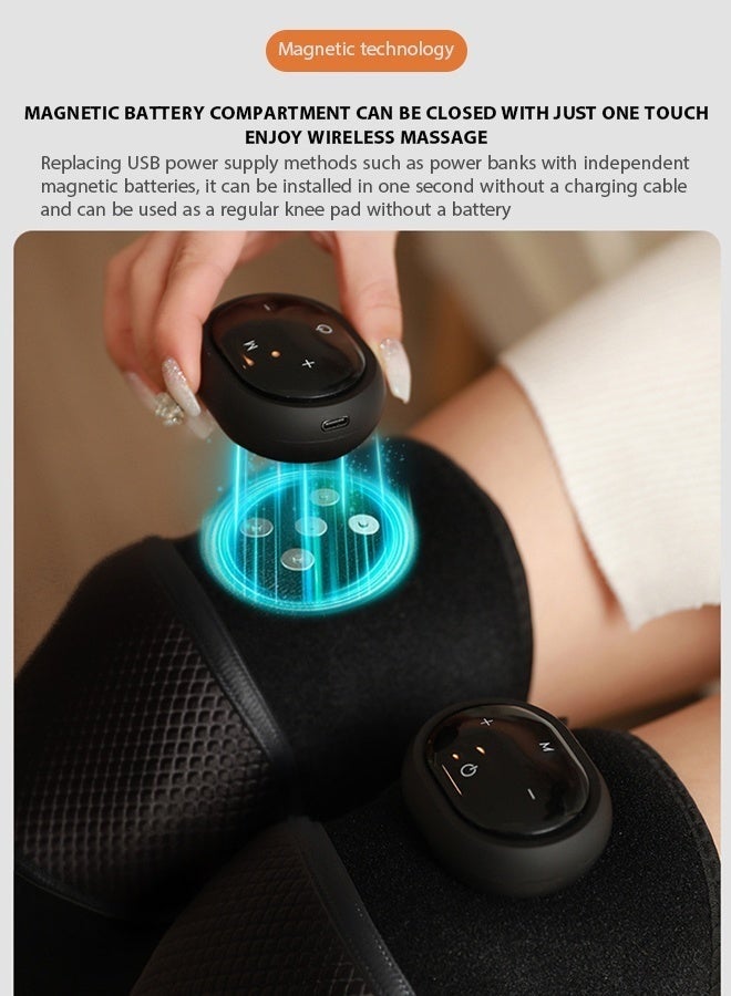 وسادة تدفئة للركبة، دعامة ركبة كهربائية مُدفأة، وسادة تدفئة للركبة قابلة لإعادة الشحن، دعامة تدليك للركبة، جهاز تدليك للركبة لتخفيف آلام الركبة/المفاصل/المرفق/الكتف، مع 5 مستويات حرارة و3 أوضاع تدليك، هدية مثالية للأم والأب (أسود، زوج واحد) - Image 4