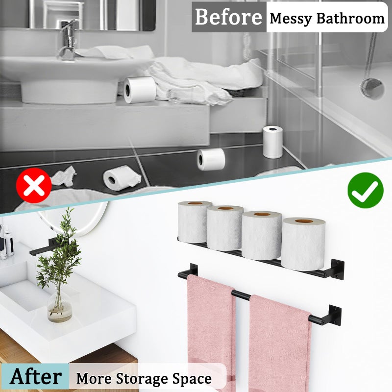 JIAPAIDUO 2 Packs 24 Inch Bathroom Towel Bar, Matte Black Towel Racks for Bathroom, JIAPAIDUO Bathroom Towel Rack Wall Mounted, Bath Hand Towel Holder Organizer, Modern Home Decor Towel Rod - Image 4
