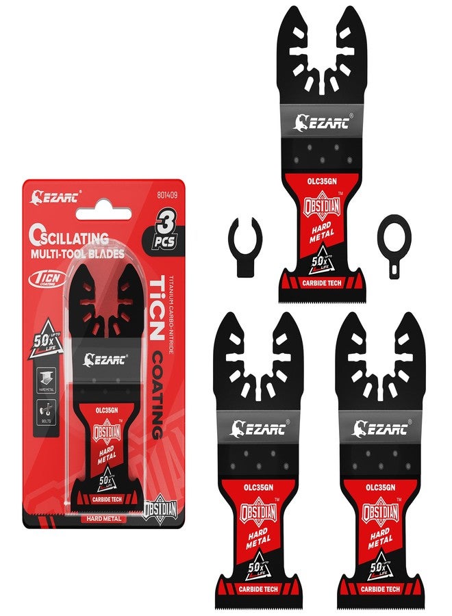 EZARC Obsidian Carbide Oscillating Saw Blades Multi Tool Blades with Quick Release for Carbide, Nails, Bolts and Screws (Pack of 3) - Image 1