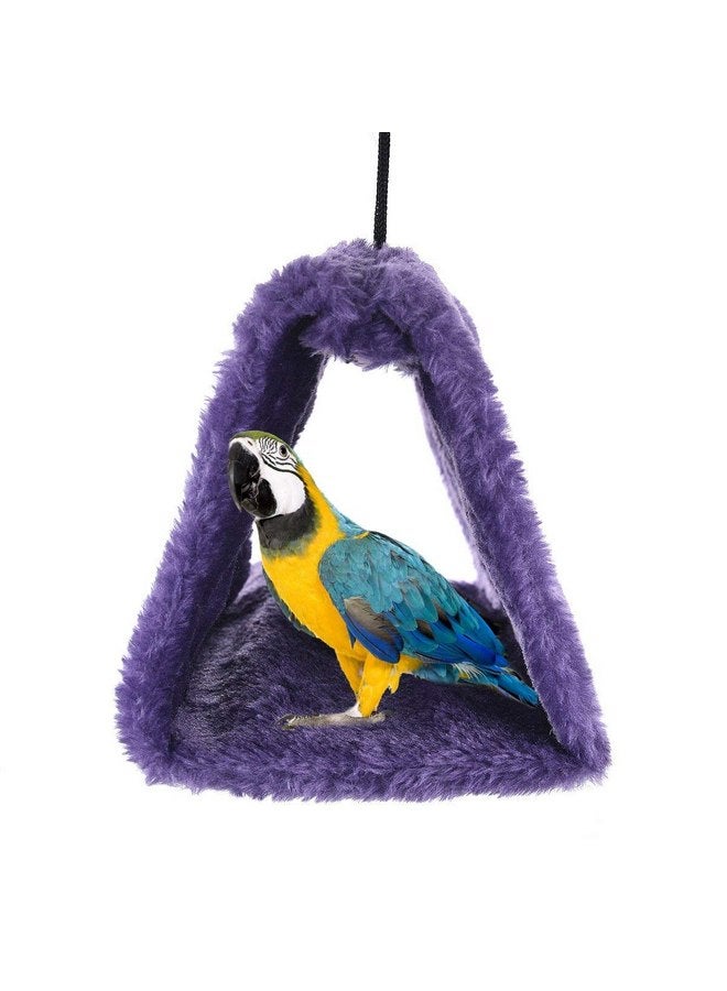 MOACC Winter Warm Bird Nest House Shed Hut Hanging Hammock Finch Cage Plush Fluffy Birds Hut Hideaway for Hamster Parrot Macaw Budgies Eclectus Parakeet Cockatiels Cockatoo Lovebird (L, Purple) - Image 2