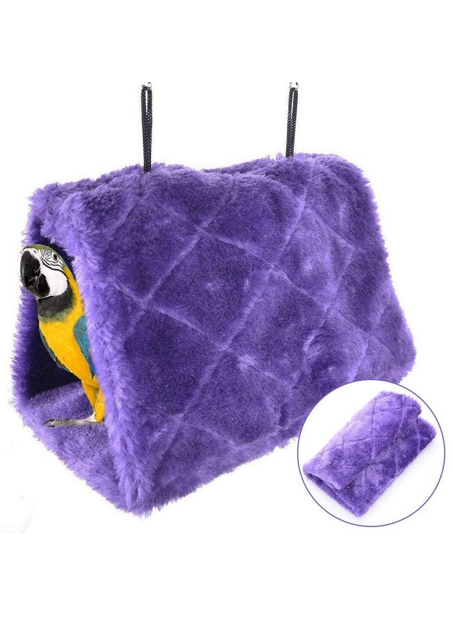 MOACC Winter Warm Bird Nest House Shed Hut Hanging Hammock Finch Cage Plush Fluffy Birds Hut Hideaway for Hamster Parrot Macaw Budgies Eclectus Parakeet Cockatiels Cockatoo Lovebird (L, Purple) - Image 3