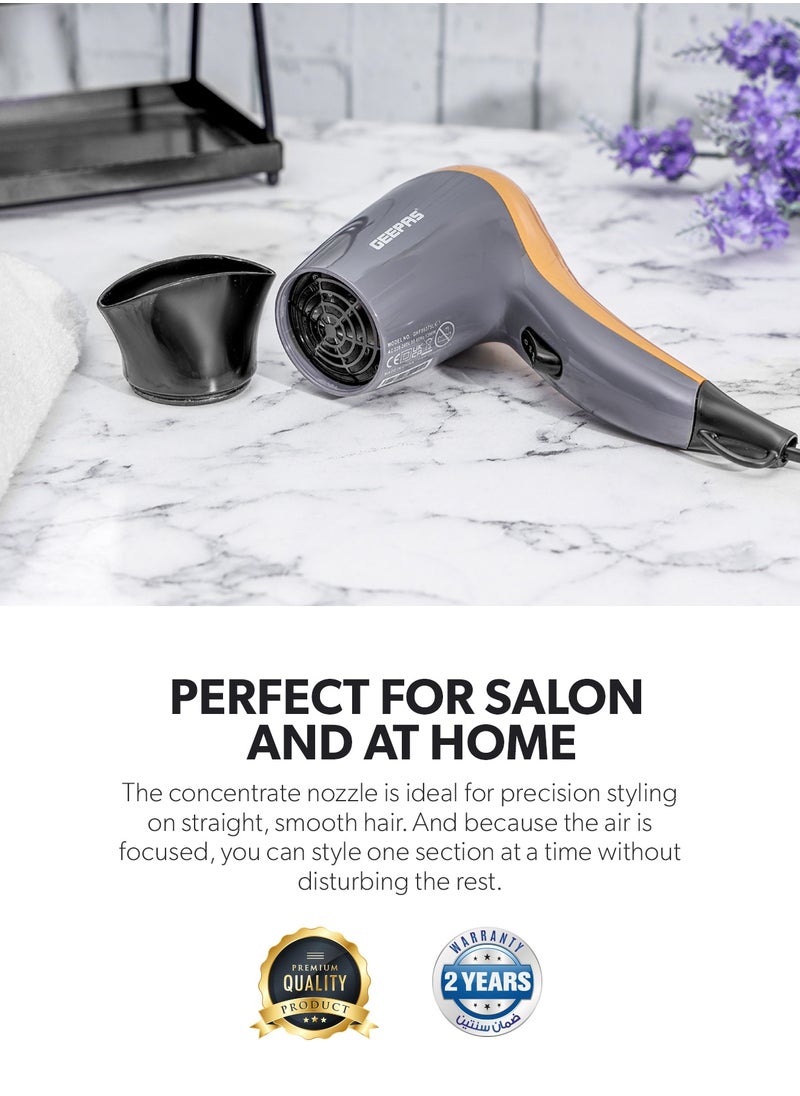 GEEPAS Geepas Hair Dryer With 2 Speed & 2 Heat Setting, 1200 Watt Power, DC Motor, With Concentrator, Hang Up Hook,  - Image 4