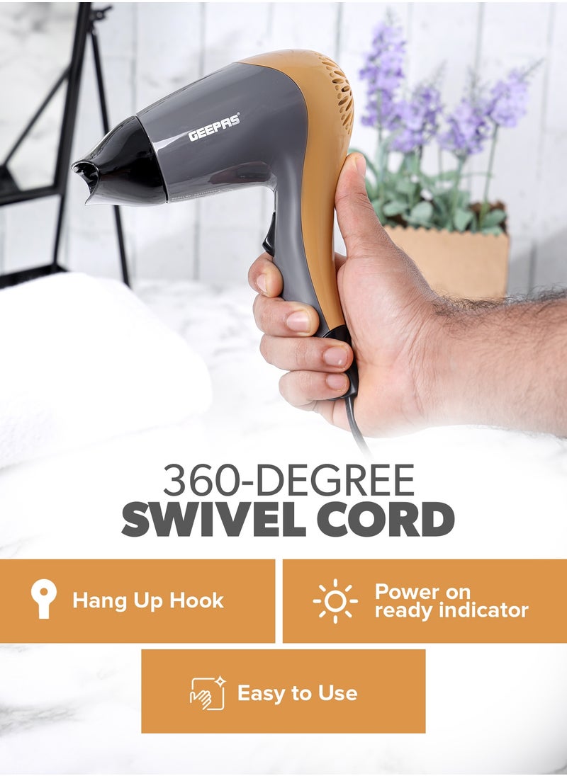 GEEPAS Geepas Hair Dryer With 2 Speed & 2 Heat Setting, 1200 Watt Power, DC Motor, With Concentrator, Hang Up Hook,  - Image 3