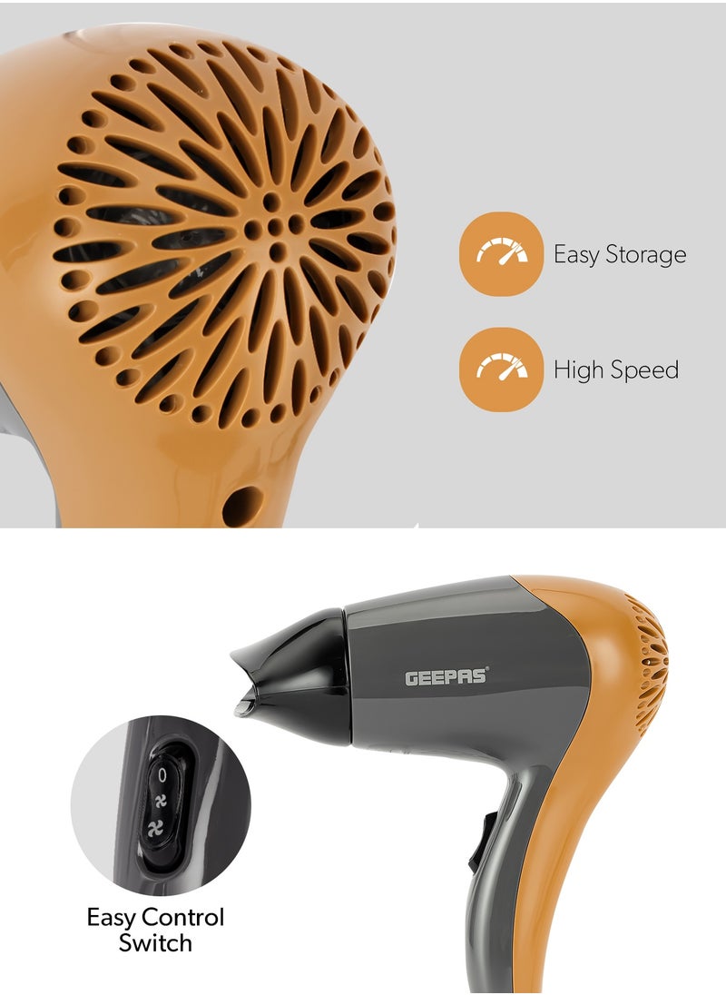 GEEPAS Geepas Hair Dryer With 2 Speed & 2 Heat Setting, 1200 Watt Power, DC Motor, With Concentrator, Hang Up Hook,  - Image 5