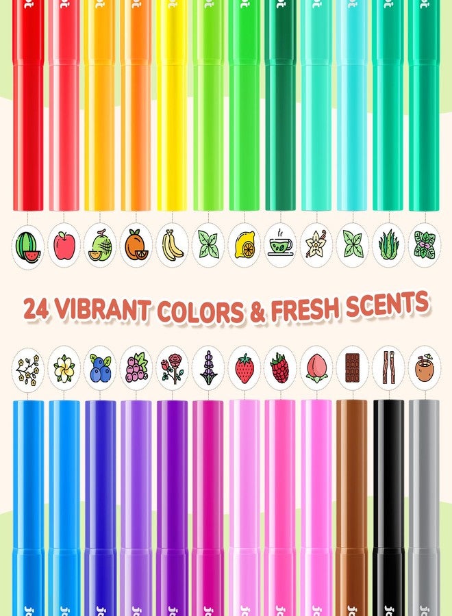 JoyCat 24 Colors Scented Washable Markers for Kids, Fruit & Dessert Smelly Markers with Versatile Conical Tips, Non-Toxic Art Supplies for Toddlers & School Classroom, Ideal Gifts for kids. - Image 2