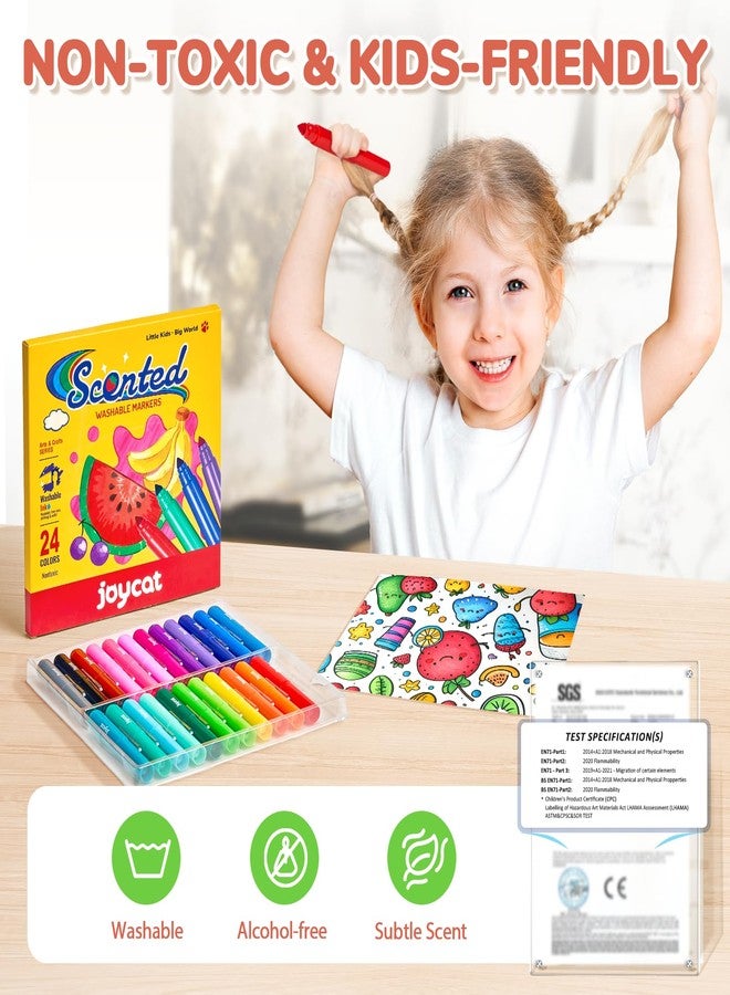 JoyCat 24 Colors Scented Washable Markers for Kids, Fruit & Dessert Smelly Markers with Versatile Conical Tips, Non-Toxic Art Supplies for Toddlers & School Classroom, Ideal Gifts for kids. - Image 4