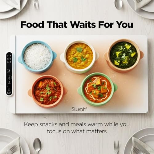Slursh Rollable Food Warming Tray, Smart Temperature Control 60°C-100°C, Silicone Heating Mat for Home Dining Buffet Travel, Food-Grade BPA-Free Splash-Proof Tray with Timer & Storage Bag (950g) - Image 3