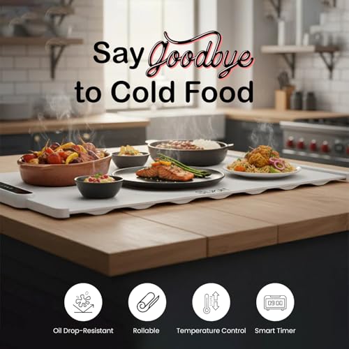 Slursh Rollable Food Warming Tray, Smart Temperature Control 60°C-100°C, Silicone Heating Mat for Home Dining Buffet Travel, Food-Grade BPA-Free Splash-Proof Tray with Timer & Storage Bag (950g) - Image 5