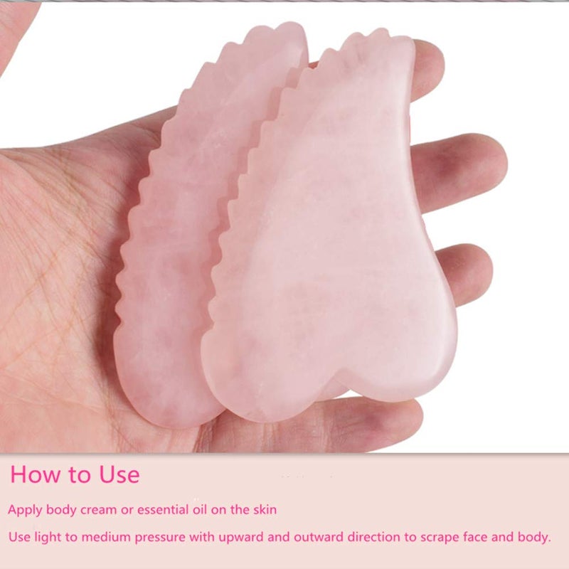 Ergonflow Rose Quartz Gua Sha Comb Massage Tool - Unique Comb Edge Gua Sha Board for SPA & Acupuncture Therapy (Heart Shape) - Image 5