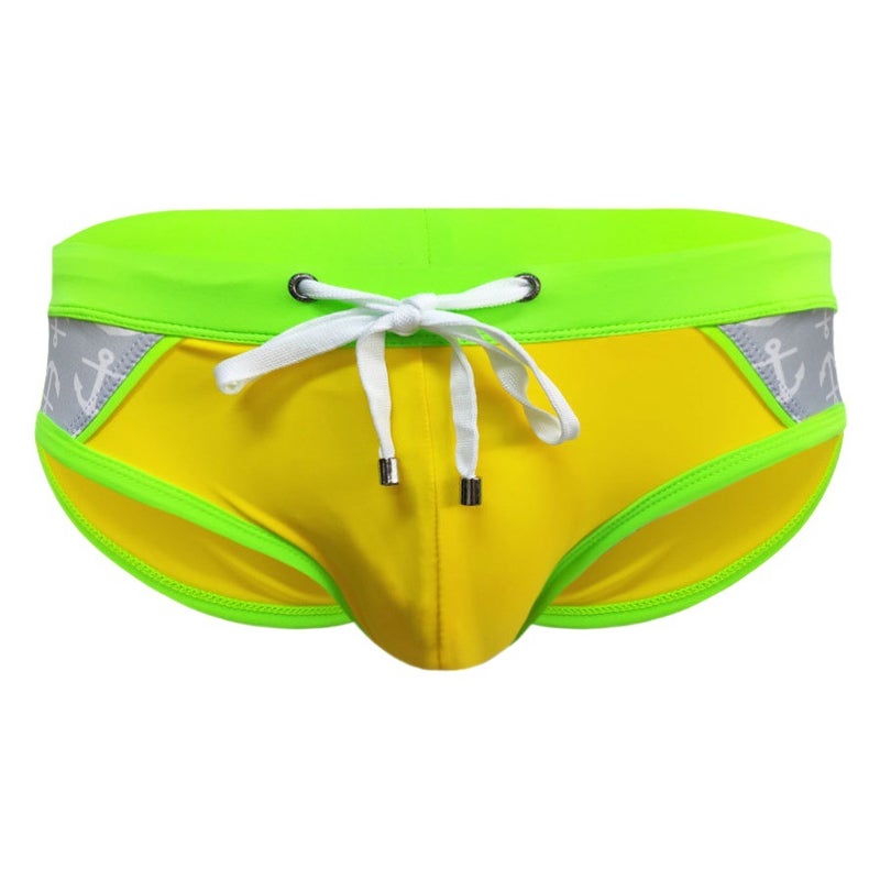 UXH men''s color matching triangle swimming trunks with Cup three-dimensional bag sexy fashion swimming pool Beach Internet celebrity briefs - Image 2