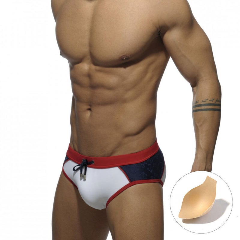 UXH men''s color matching triangle swimming trunks with Cup three-dimensional bag sexy fashion swimming pool Beach Internet celebrity briefs - Image 3