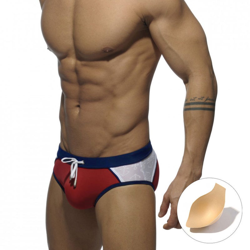 UXH men''s color matching triangle swimming trunks with Cup three-dimensional bag sexy fashion swimming pool Beach Internet celebrity briefs - Image 4