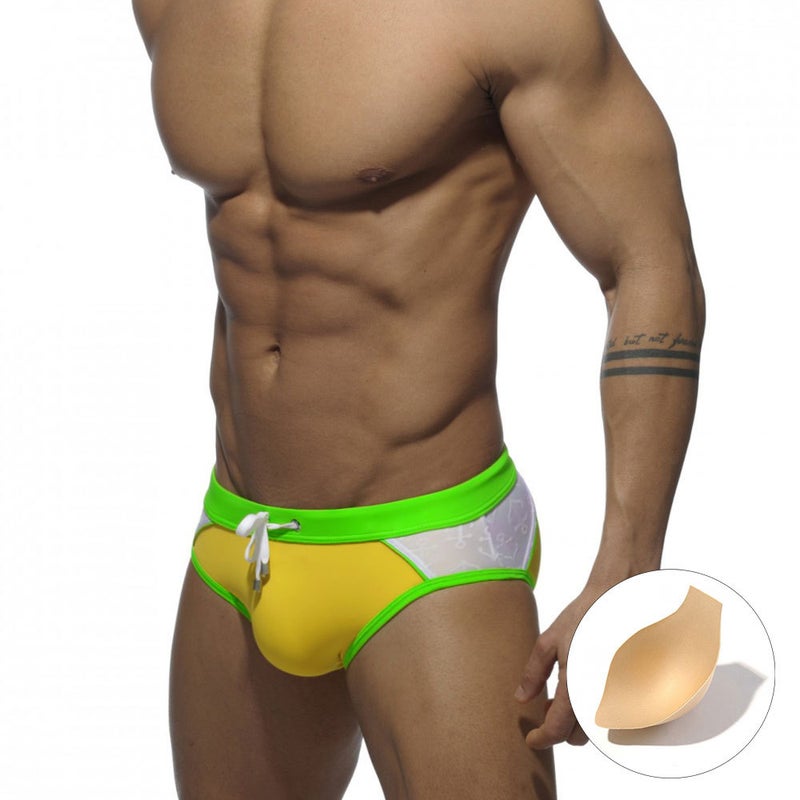UXH men''s color matching triangle swimming trunks with Cup three-dimensional bag sexy fashion swimming pool Beach Internet celebrity briefs - Image 1