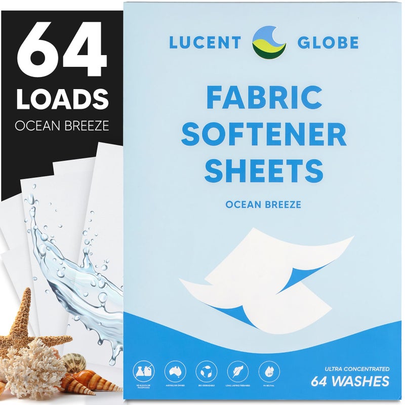 Lucent Globe Fabric Softener Sheets for Washer - Softens & Freshens Laundry, Gentle on Fabrics & Skin - Free from Harsh Chemicals - Travel-Friendly Fabric Softener for Washing Machine (OB) - Image 1