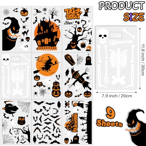 NEWMIAO Halloween Window Clings, 9 Sheets Halloween Window Decal Stickers for Party Decorations, Removable Hallowmas Stickers for Glass Indoor and Outdoor Home Decor Party Supplies - Image 2