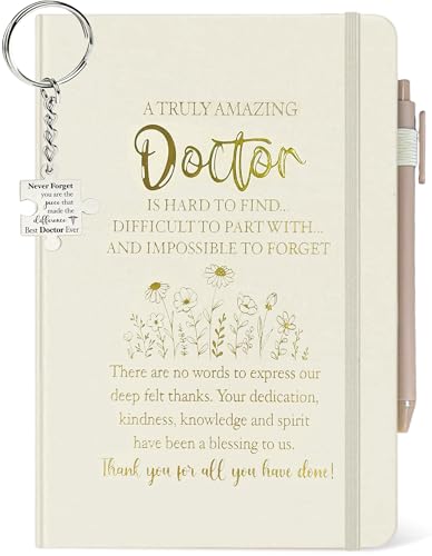 MALLAbyLAMMA Doctor Appreciation Gift, Doctor Journal 200 Pages Notebook A5 Lined with Pen, Best Doctor Ever Keychain, Female Doctor Gift, Dr Gifts for Women, Gifts for Doctor Woman Birthday Christmas Going Away - Image 1